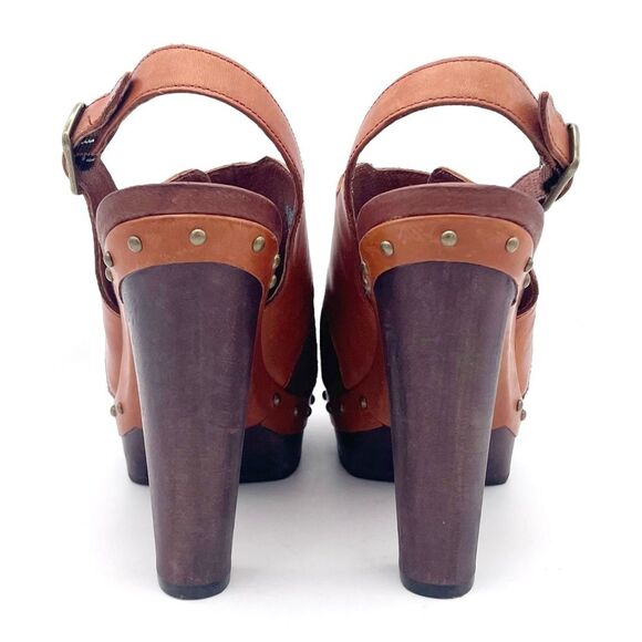 UGG Nicco Leather Calf Hair Platform Peep Toe Slingback Sandal Brown Size 8.5 - Picture 8 of 16